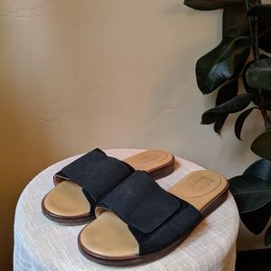 MM6 Black Suede Velcro Slides